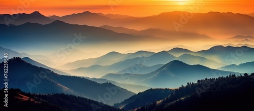 Panoramic view of the mountains at sunset. Carpathian © Egriva
