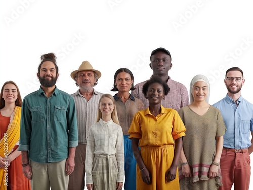 A multicultural lineup of individuals showcasing diversity and unity.