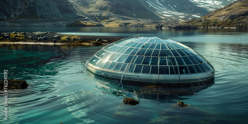 futuristic renewable energy source with transparent domes