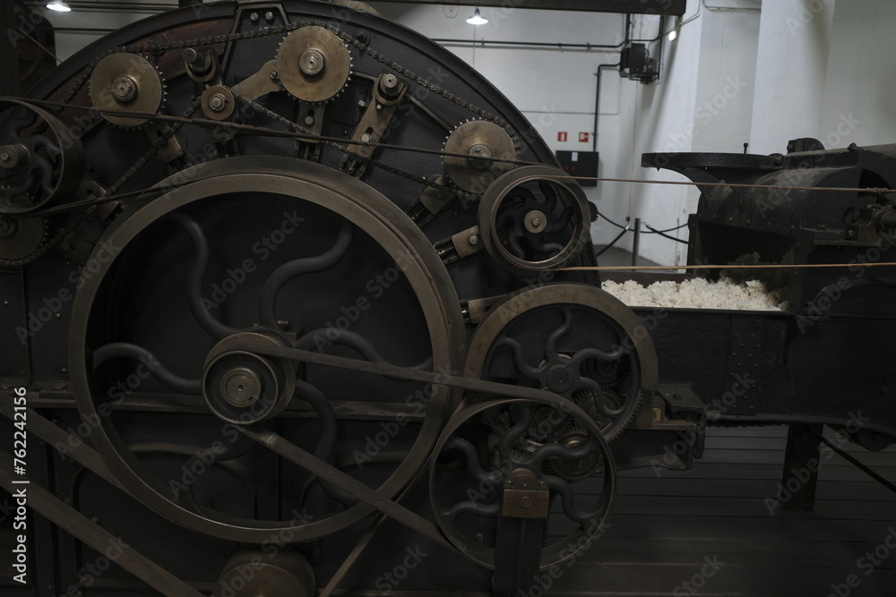 Machinery in a cloth factory Machinery in a cloth factory