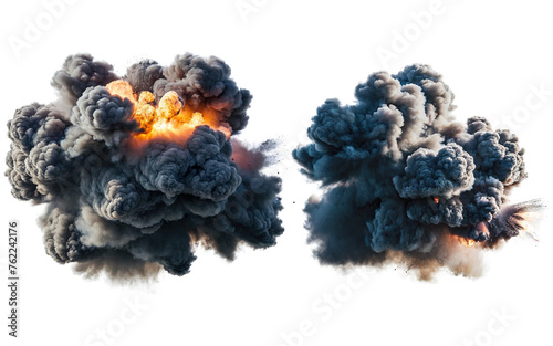 Set of explosions on transparent background