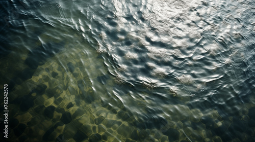 looking into water, overhead view of a lake, zoomed in