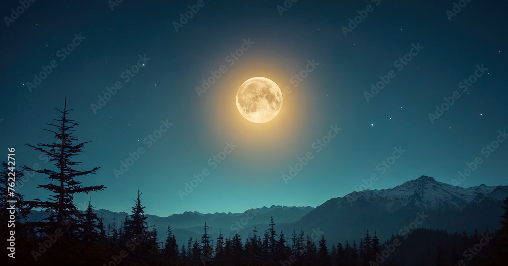 Mesmerizing moon against dark, starry blue night sky, creating celestial scene perfect for halloween.
