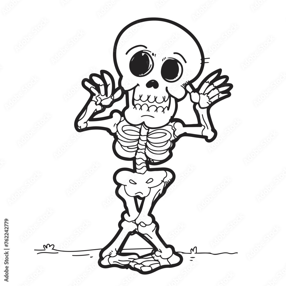 skeleton vector illustrations. afraid. full body. line art style. outline. skeleton vector illustrations. afraid. full body. line art style. outline.
