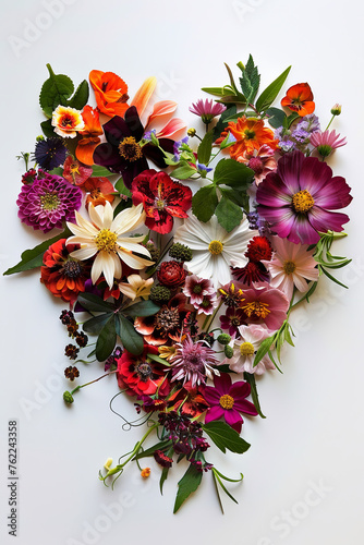 Colorful flowers in love shape © grey