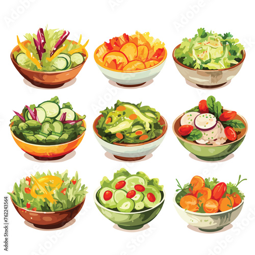Salad Bowls Clipart isolated on white background