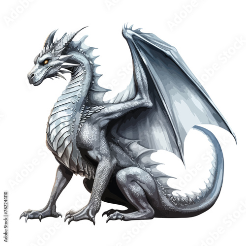 Silver Dragon Clipart isolated on white background