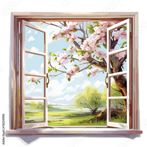 Spring window clipart isolated on white background 