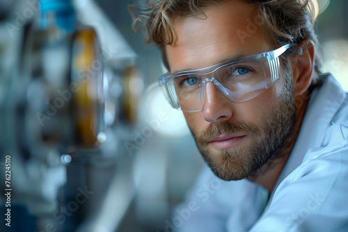 Man in lab coat and glasses
