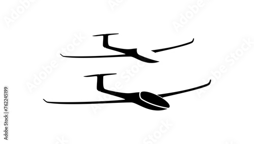 Gliding sailplane  black isolated silhouette