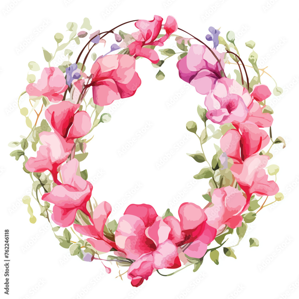 Sweet Pea Wreath Clipart clipart isolated on white background
