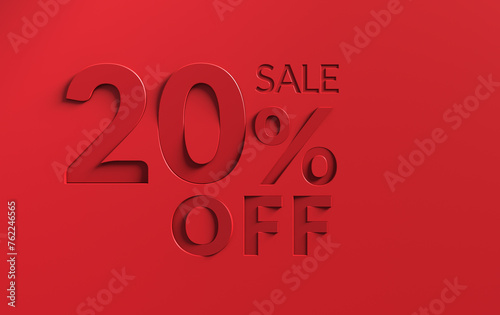Red 20% off special offer on red background. Sale Up to 20 Percent Off, Sale Symbol, Special Offer background.	 (ID: 762246565)