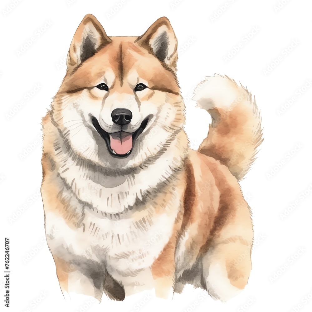 cute watercolor Akita dog breed illustration cute watercolor Akita dog breed illustration