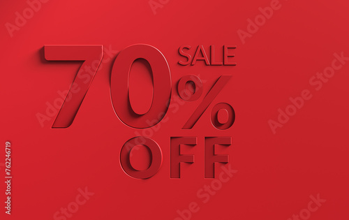 Golden sale 70 percent on red background. Shine gold selling 70 percent off animation on red background.	 (ID: 762246719)
