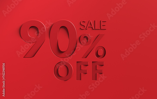 Up to 90% off sale toned in red. Sale red 90 percent on red background discount sign.	 (ID: 762246936)