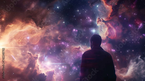 A man is looking at nebula