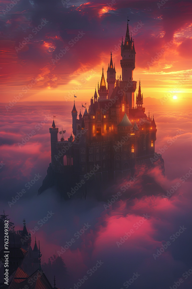 A fairy tale kingdom above the sea of clouds