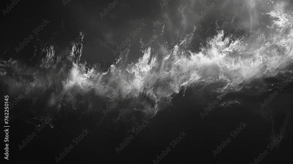 Fototapeta premium Abstract fog. White cloudiness, mist or smog moves on black background