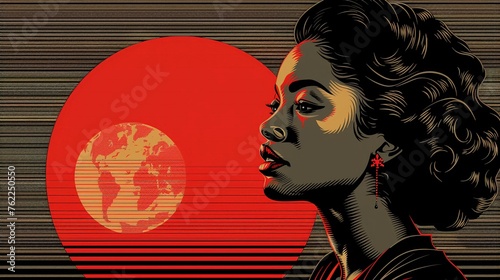 Art Deco Mom Mom designed in the style of an art deco poster, African american woman