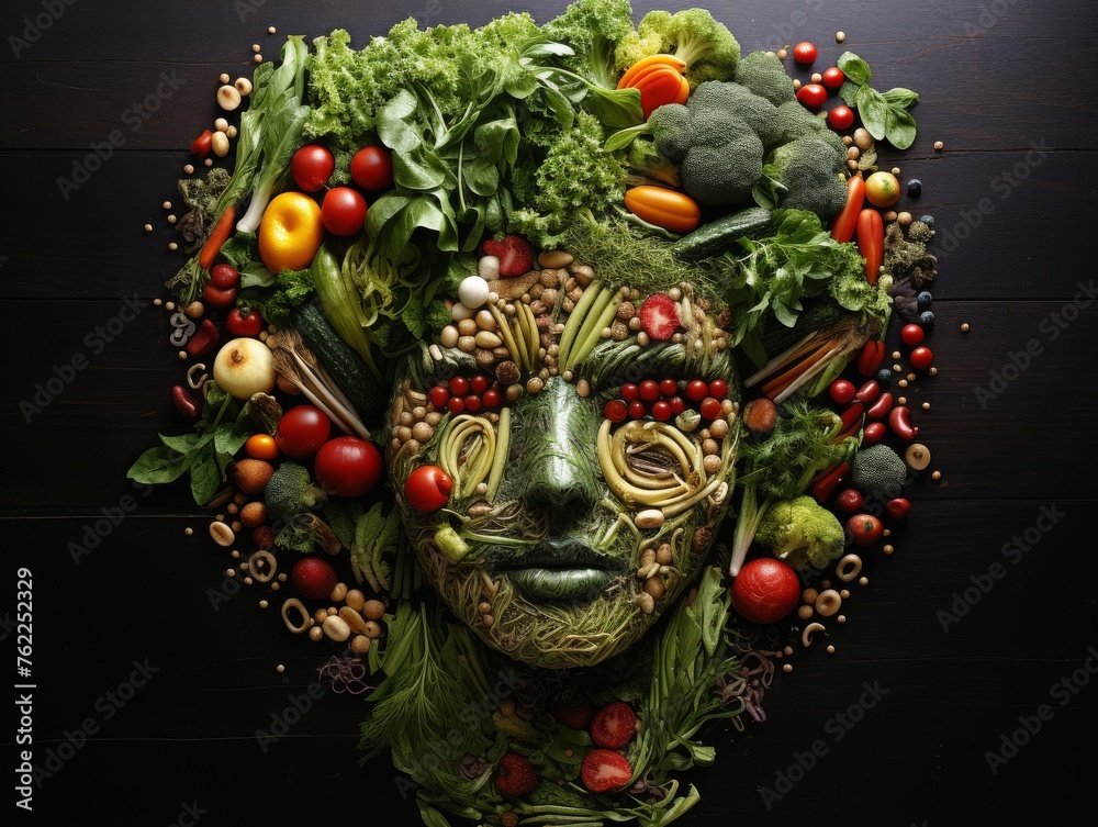 Vegetable and Fruit Face Sculpture Vegetable and Fruit Face Sculpture