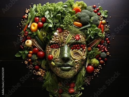 Vegetable and Fruit Face Sculpture
