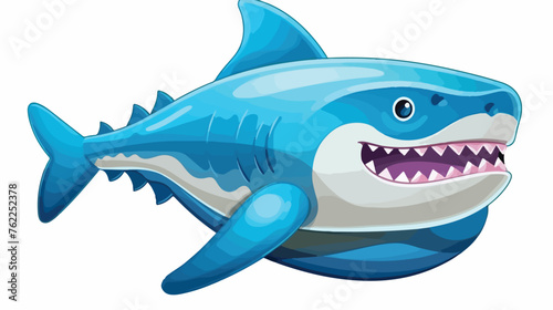 Cute shark inflatable ring icon cartoon flat vector