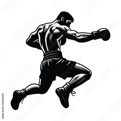 Black and white silhouette of a boxer vector