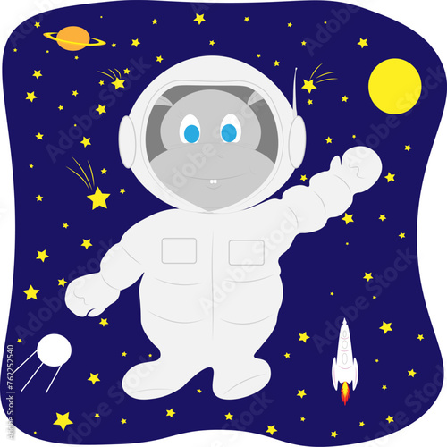 The little behemoth is an astronaut in interstellar space. A hippo in space