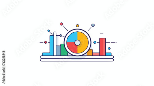 Diagram vector colour line icon flat vector isolated