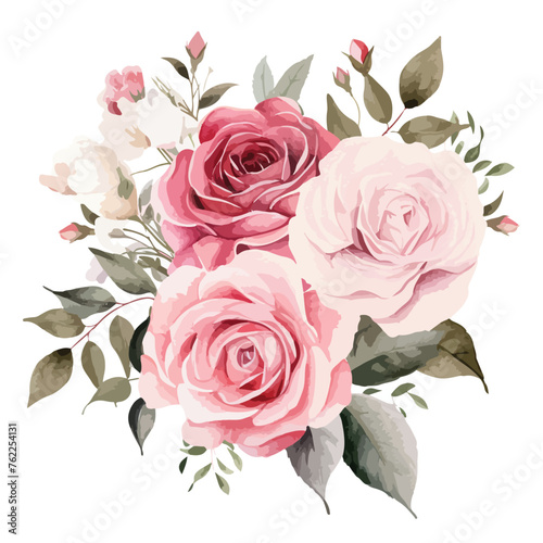 Watercolor Rose Garden Clipart 