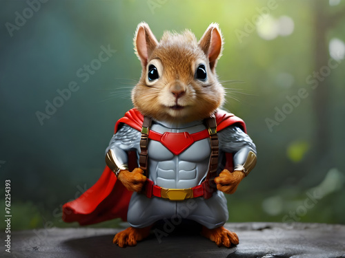 Superhero squirrel. The concept of a superhero. 