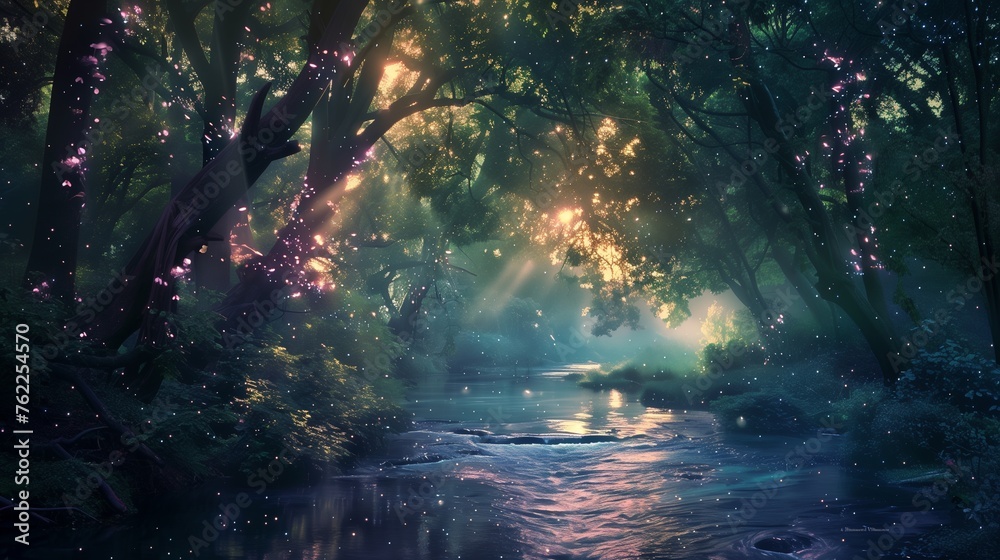 Underneath a canopy of twinkling stars, on Mother's Day, a spectral river winds its way through the heart of a mystical forest 