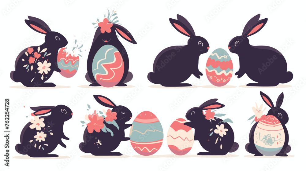 Easter bunny silhouette- vector illustration flat vector