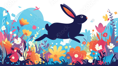 Easter bunny silhouette- vector illustration flat vector