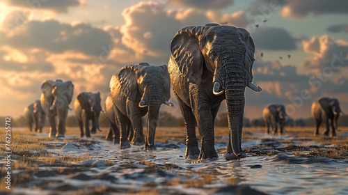 Animated digital wallpapers featuring majestic elephants, with sales benefiting wildlife charities , Highly detailed