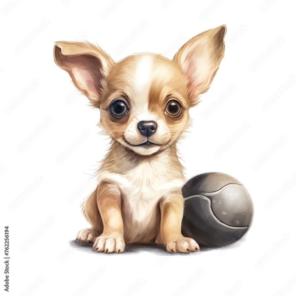 cute watercolor Chihuahua dog breed illustration