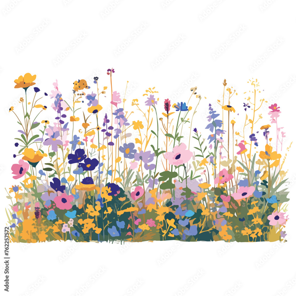 Wildflower meadow clipart clipart isolated on white background