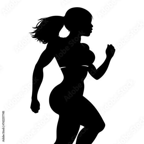 Silhouette of a athletic woman isolated on transparent or white background. Vector illustration.