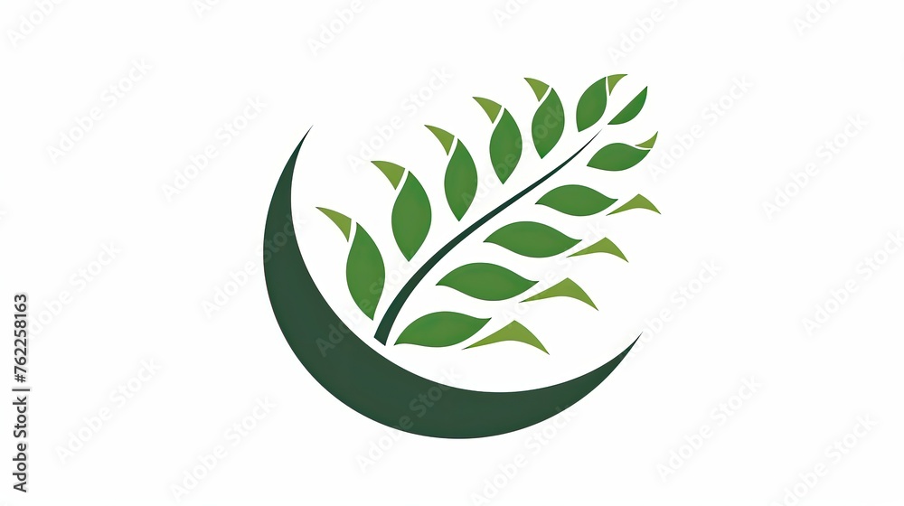 Stylized green leaves forming a helix within a circle. Stylized green leaves forming a helix within a circle.