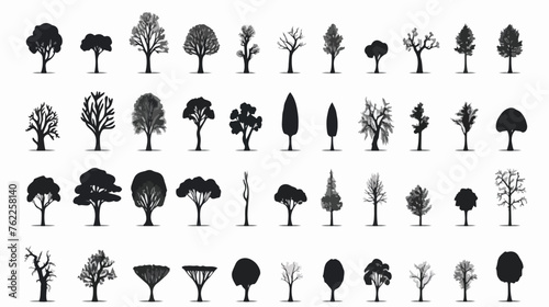 Flat vector icon design collection tree silhouette