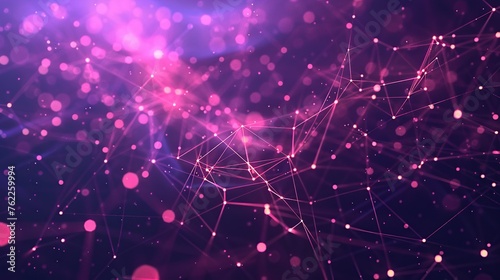 A vivid depiction of a neural network with a pink and purple glow suggests themes of AI, machine learning, and data processing, making it ideal for use in tech and scientific fields photo