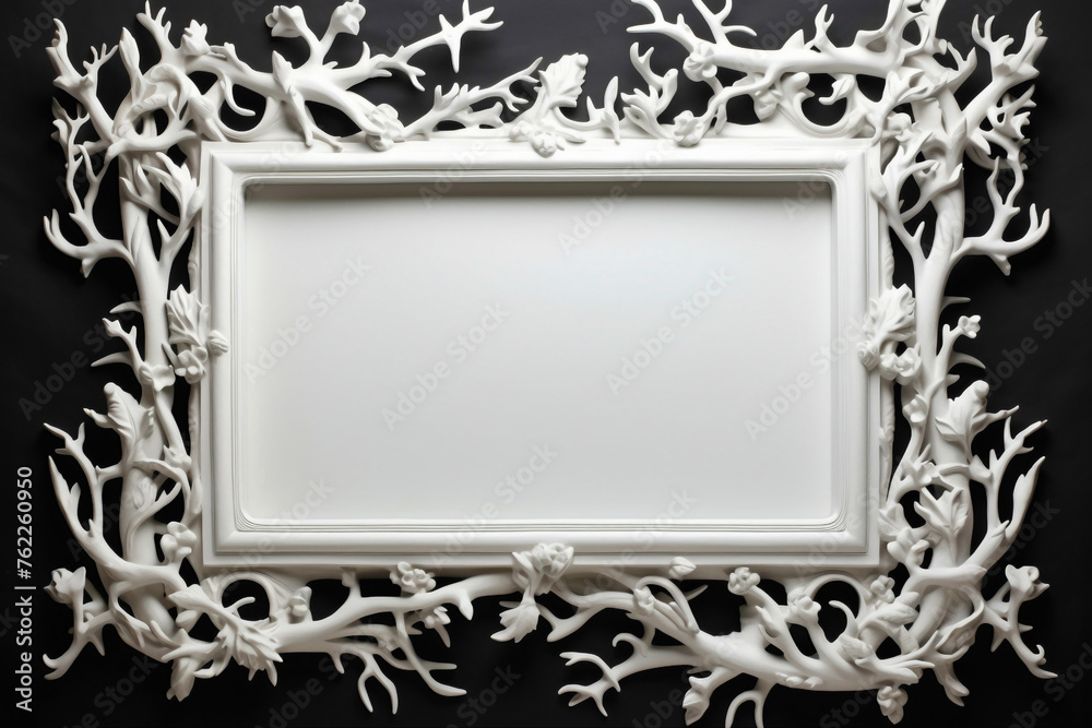 Fresh white frame on subtle surface.