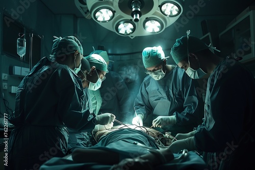 In the darkness of the operating room, a group of surgeons is sharing their skills and art to save a patients life. This event requires precision and teamwork