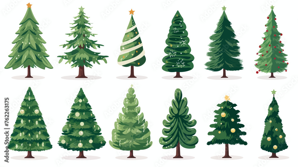 Holiday christmas tree isolated vector  flat vector