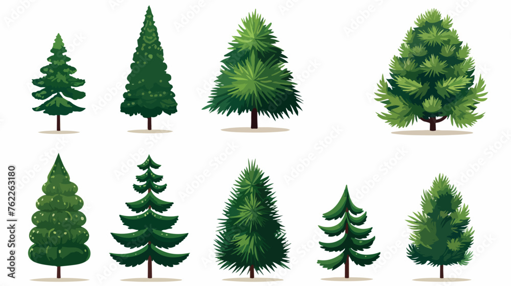 Holiday christmas tree isolated vector  flat vector - obrazy, fototapety, plakaty 