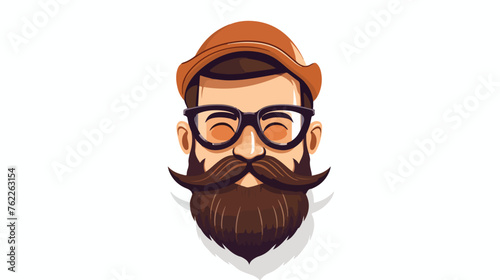 Hipster avatar icon flat vector isolated on white background