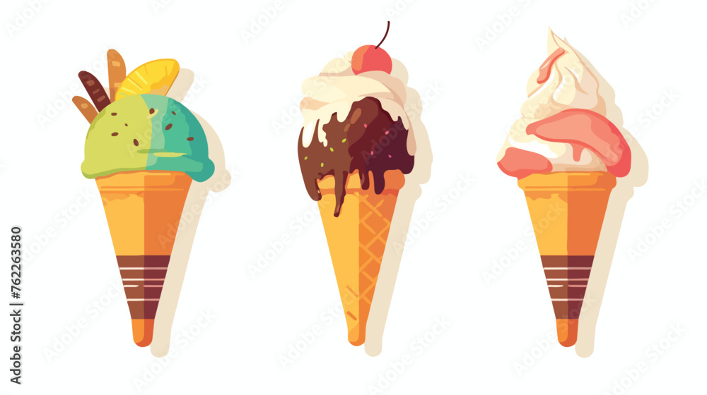 Ice cream flat icon with long shadow flat vector iso