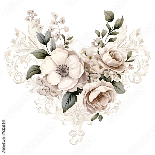 Fototapeta Naklejka Na Ścianę i Meble -  Vintage Floral Lace Clipart 