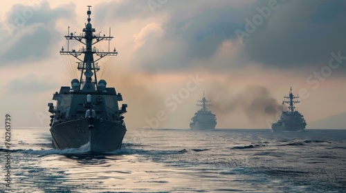 Warship at sea