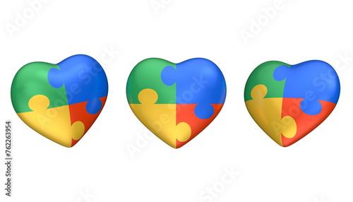 Colorful puzzle heart as symbol autism awareness